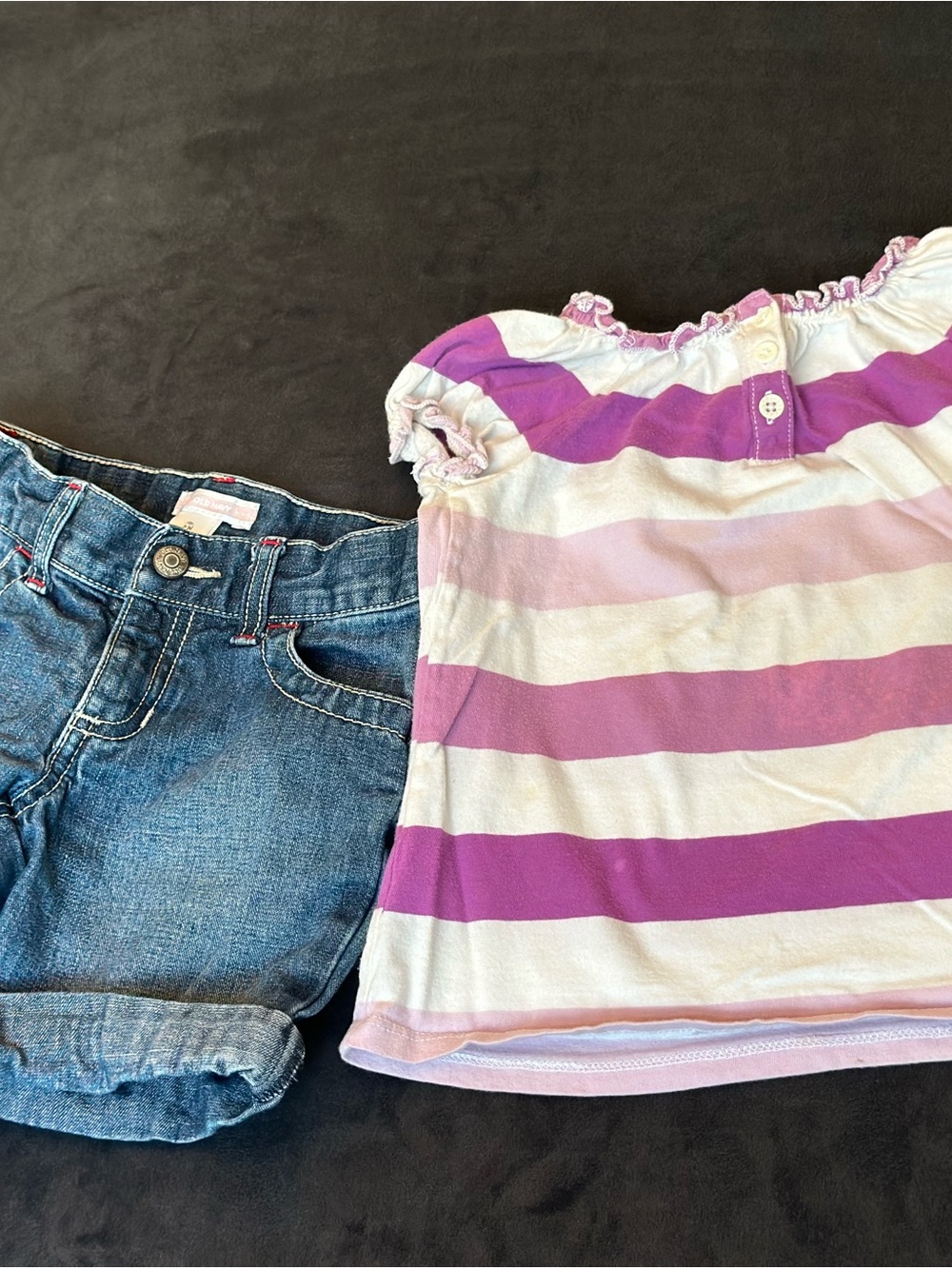 Old Navy Girls' Purple, Light Pink & White Striped Short Sleeve Top